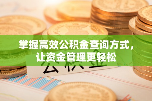 寿光掌握高效公积金查询方式，让资金管理更轻松